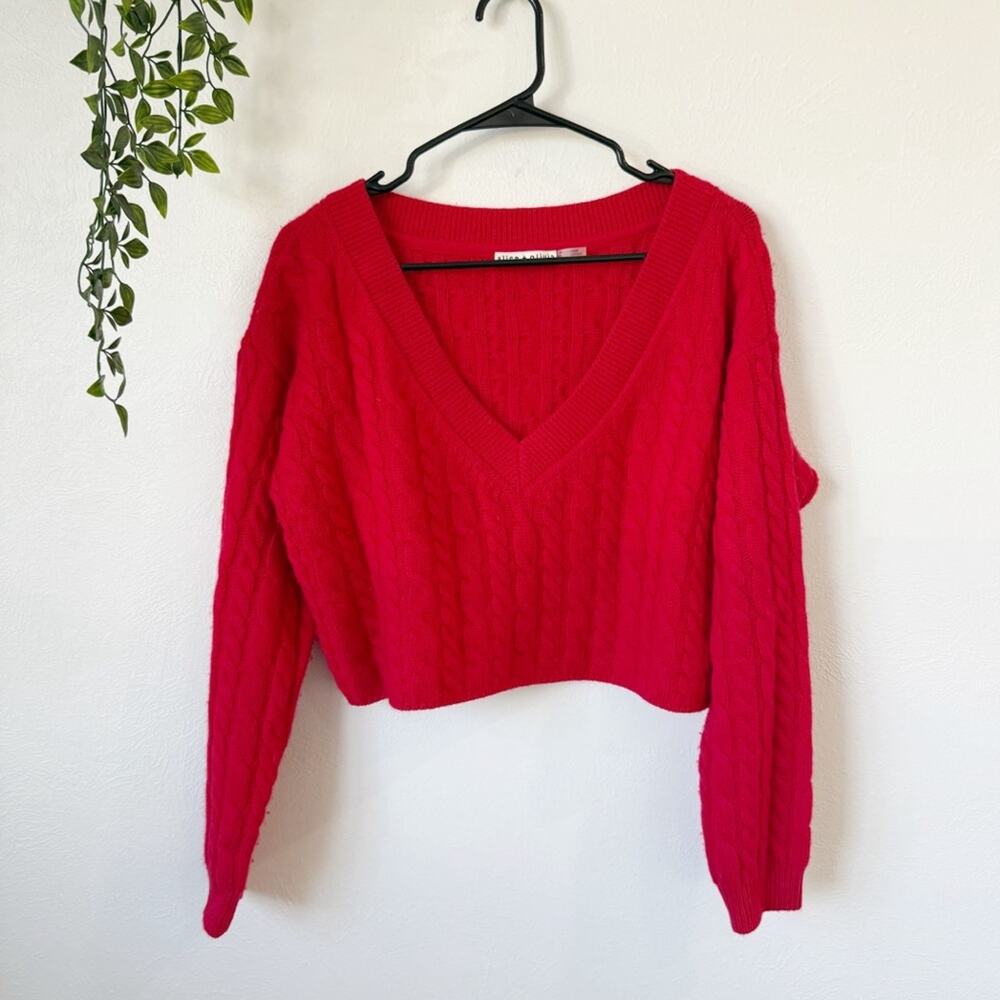 Alice + Olivia Ayden Cropped Wool & Cashmere-Blend Pullover Sz M
